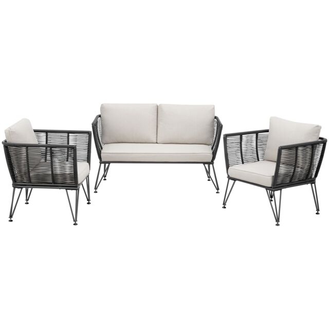 tectake Garden Furniture Set Sundo in Dark Grey - Size: 4 Person - image 1
