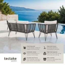 tectake Garden Furniture Set Sundo in Dark Grey - Size: 4 Person - thumbnail 2