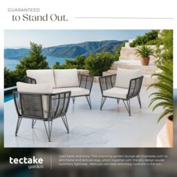 tectake Garden Furniture Set Sundo in Dark Grey - Size: 4 Person - thumbnail 4