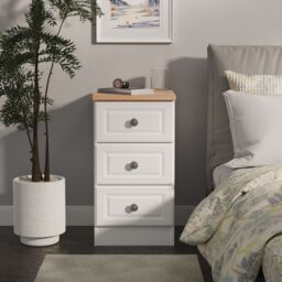 Ready Assembled 2 U Surrey 3 Drawer Bedside Cabinet (Ready Assembled) in White - Size: Small - thumbnail 1