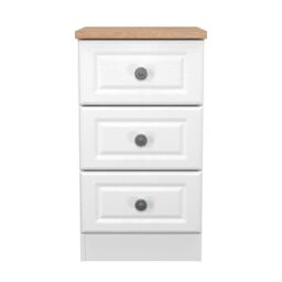 Ready Assembled 2 U Surrey 3 Drawer Bedside Cabinet (Ready Assembled) in White - Size: Small - thumbnail 2