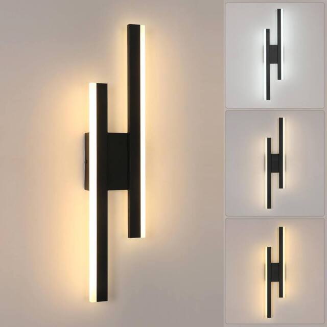 COMELY 13W Indoor Wall Lights, 3 Colour Temperature Acrylic Wall Lights, Black - image 1