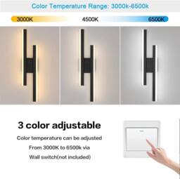 COMELY 13W Indoor Wall Lights, 3 Colour Temperature Acrylic Wall Lights, Black - thumbnail 2