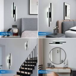 COMELY 13W Indoor Wall Lights, 3 Colour Temperature Acrylic Wall Lights, Black - thumbnail 8