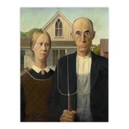Artery8 Grant Wood American Gothic Midwestern Farmers Framed Art Picture Print - Size: A4 - thumbnail 3
