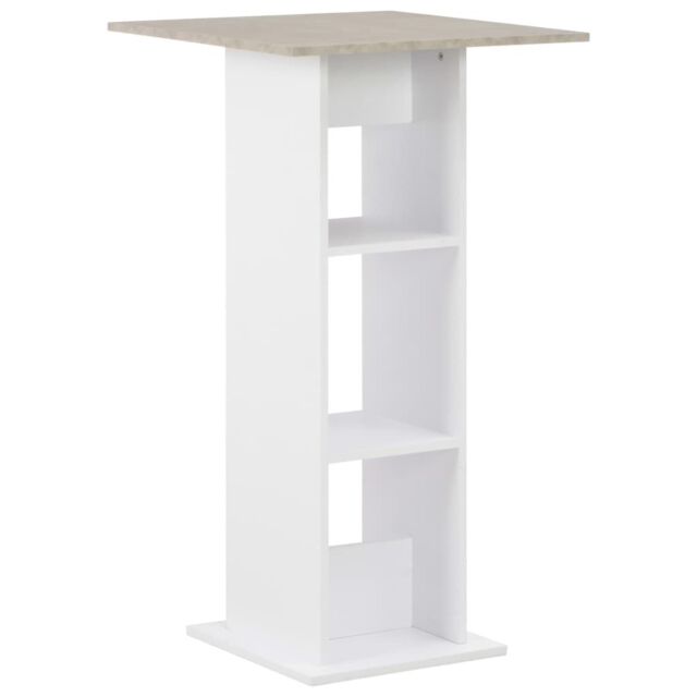 Berkfield Home Bar Table White & Concrete 60x60x110 cm - Size: 60 x 60 x 110 cm - image 1