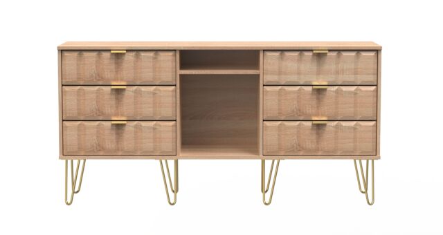 Ready Assembled 2 U Metro 6 Drawer Sideboard (Ready Assembled) in Light Oak - image 1