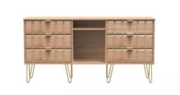 Ready Assembled 2 U Metro 6 Drawer Sideboard (Ready Assembled) in Light Oak
