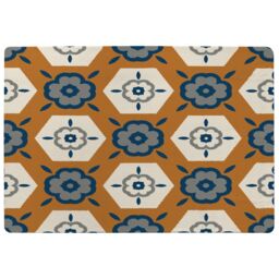 Benjamin Tate Design Rust Orange Background With Gray, Navy Blue & Beige Designer Rug in Natural - Size: Large - thumbnail 1