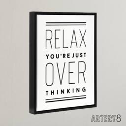 "Artery8 Relax You Are Just Overthinking Modern Simple Framed Canvas Art Print in White - Size: W12"" x H16""" - thumbnail 2