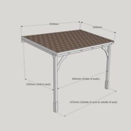 Rutland County Garden Furniture Ltd Felt Shingle Roof Car Port 2 Post, Wood, L350 x W434 cm - Rustic Brown in Light Green - thumbnail 6