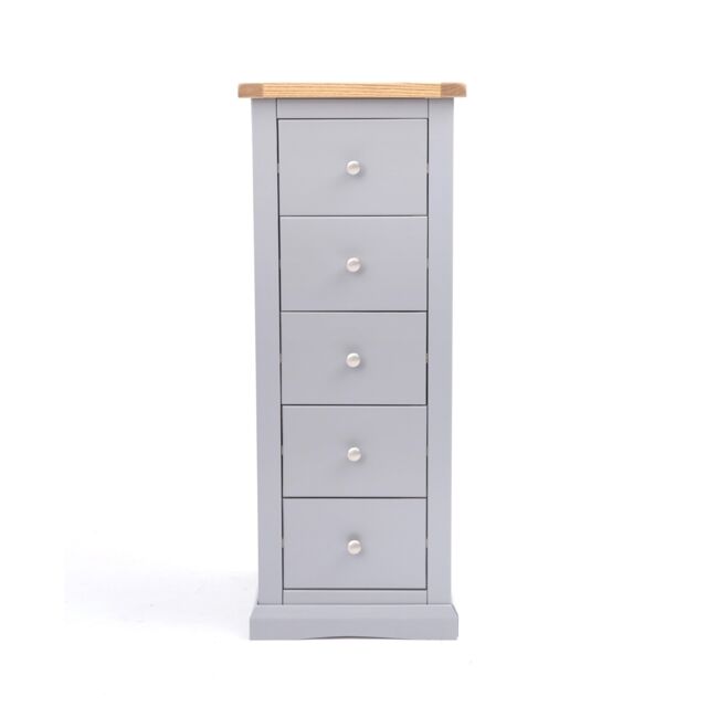 Cabinet Bits Rocca 5 Drawer Narrow Chest of Drawers Chrome Knob in Grey - image 1