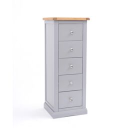 Cabinet Bits Rocca 5 Drawer Narrow Chest of Drawers Chrome Knob in Grey - thumbnail 2