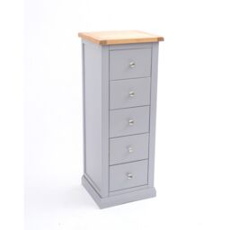 Cabinet Bits Rocca 5 Drawer Narrow Chest of Drawers Chrome Knob in Grey - thumbnail 3