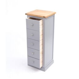 Cabinet Bits Rocca 5 Drawer Narrow Chest of Drawers Chrome Knob in Grey - thumbnail 4