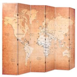 Berkfield Home Folding Room Divider 228x170 cm World Map Yellow - thumbnail 2