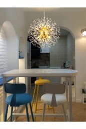 Living and Home Sputnik Hanging Pendant Light in Silver - thumbnail 5