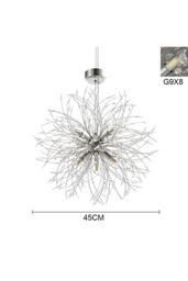 Living and Home Sputnik Hanging Pendant Light in Silver - thumbnail 6