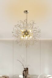 Living and Home Sputnik Hanging Pendant Light in Silver - thumbnail 2