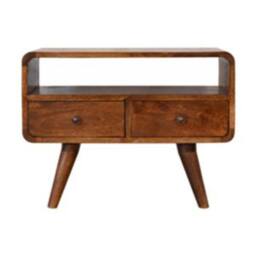 Wyld Haus Venzone Mini Chestnut Mango Wood TV Media Unit with 2 Drawers in Brown - thumbnail 2