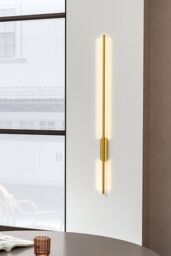 Living and Home Modern Aluminum Linear LED Wall Light in Gold - thumbnail 2