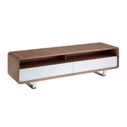 Angel Cerda Walnut TV Stand with White MDF Drawers & Chrome in Brown - thumbnail 1