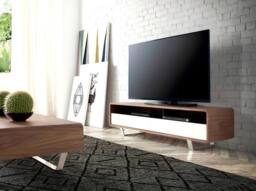 Angel Cerda Walnut TV Stand with White MDF Drawers & Chrome in Brown - thumbnail 3
