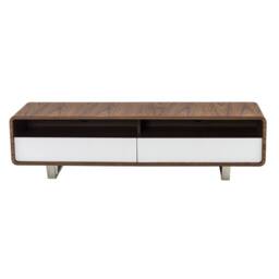 Angel Cerda Walnut TV Stand with White MDF Drawers & Chrome in Brown - thumbnail 2