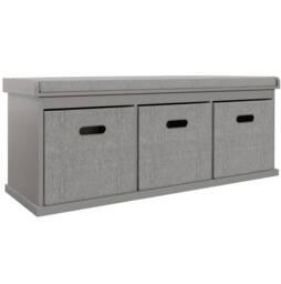STILVORA Shoe Storage Bench with 3 Drawers & Padded Seat in Grey - thumbnail 3