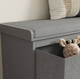STILVORA Shoe Storage Bench with 3 Drawers & Padded Seat in Grey - thumbnail 7
