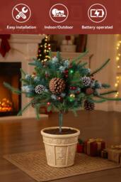 Living and Home Artificial Pre-Lit Christmas Planter Bushes Decorations - Size: 1 Pack - thumbnail 3