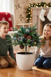 Living and Home Artificial Pre-Lit Christmas Planter Bushes Decorations - Size: 1 Pack - thumbnail 1