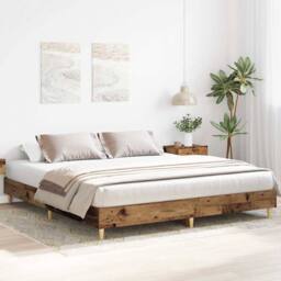Berkfield Home Bed Frame without Mattress Old Wood 180x200cm Engineered Wood in Brown - Size: Super King - thumbnail 3