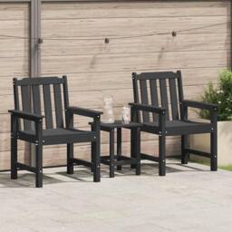 Berkfield Home Garden Dining Chairs 2 pcs Black HDPE - thumbnail 2