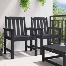 Berkfield Home Garden Dining Chairs 2 pcs Black HDPE - thumbnail 3