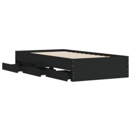 Berkfield Home Bed Frame with Drawers without Mattress Black 90x190 cm Single - thumbnail 5