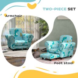 AIYAPLAY 2 Piece Kids Sofa Set with Dinosaur Design, for Nursery in Blue - thumbnail 4