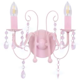 Berkfield Home Wall Lamp with Beads Pink 2 x E14 Bulbs - thumbnail 4