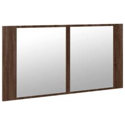Berkfield Home LED Bathroom Mirror Cabinet Brown Oak 90x12x45 cm Acrylic - Size: 90 x 12 x 45 cm - thumbnail 6