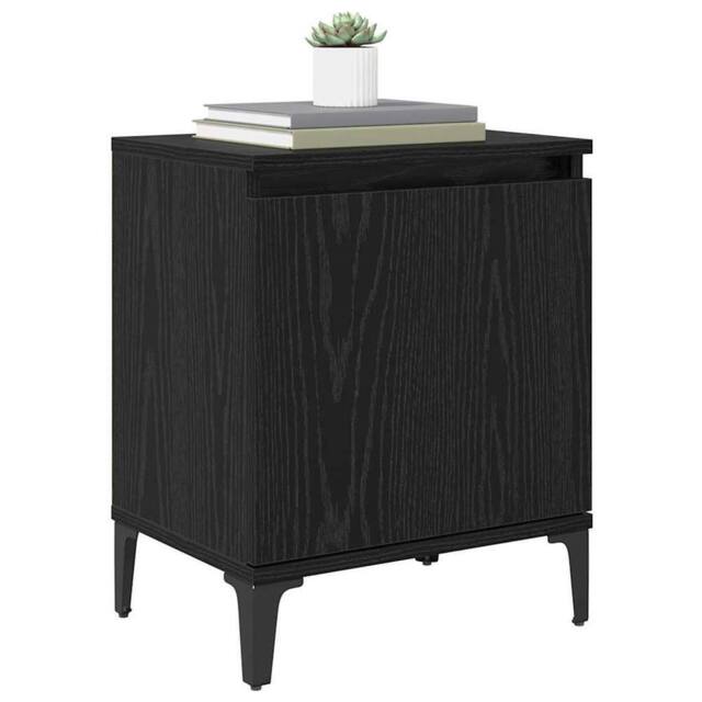 Berkfield Home Modern Black Oak Nightstand Black oak Engineered wood 40 x 30 x 50 cm - image 1