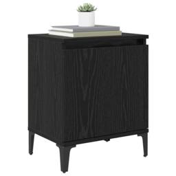 Berkfield Home Modern Black Oak Nightstand Black oak Engineered wood 40 x 30 x 50 cm - thumbnail 1