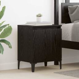 Berkfield Home Modern Black Oak Nightstand Black oak Engineered wood 40 x 30 x 50 cm - thumbnail 2
