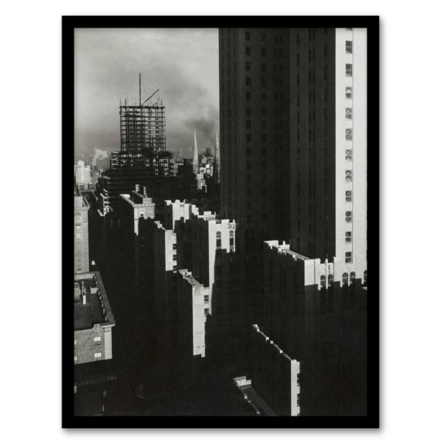 Artery8 Alfred Stieglitz View from the Shelton New York Cityscape Framed Art in Grey - Size: A4 - image 1