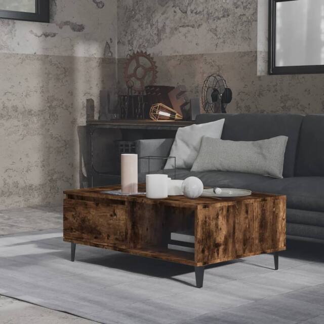 Berkfield Home Modern Coffee Table Smoked Oak 90x60x35 cm Engineered Wood in Brown - Size: 90 x 60 x 35 cm - image 1