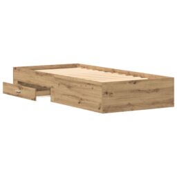 Berkfield Home Bed Frame Artisan Oak 90x190 cm Engineered Wood in Brown - thumbnail 5