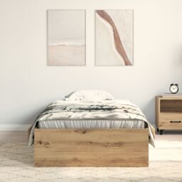 Berkfield Home Bed Frame Artisan Oak 90x190 cm Engineered Wood in Brown - thumbnail 4