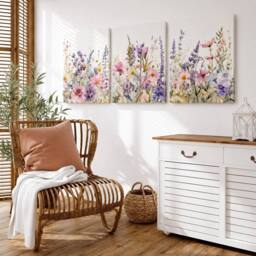 "Mafett Set of 3 Modern Floral Canvas Wall Art Pink Flowers - Size: W18"" x H24""" - thumbnail 3