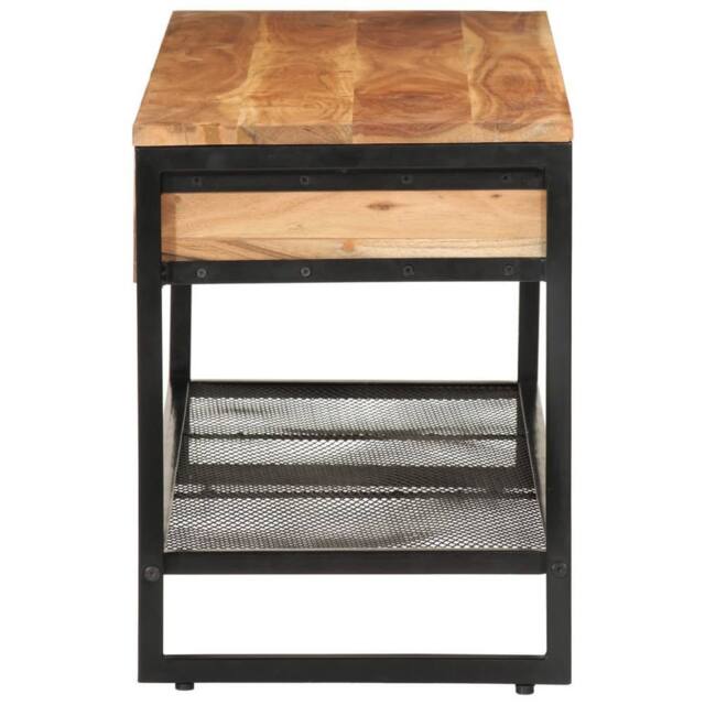 Berkfield Home Shoe Bench 110x35x45 cm Solid Wood Acacia & Iron in Brown - Size: 110 x 35 x 45 cm - image 1
