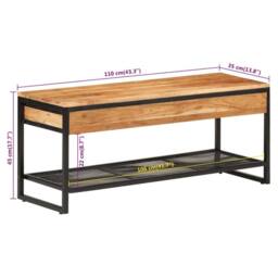 Berkfield Home Shoe Bench 110x35x45 cm Solid Wood Acacia & Iron in Brown - Size: 110 x 35 x 45 cm - thumbnail 7