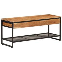 Berkfield Home Shoe Bench 110x35x45 cm Solid Wood Acacia & Iron in Brown - Size: 110 x 35 x 45 cm - thumbnail 8